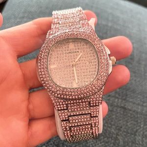 NEW Beautiful Pink & Silver Rhinestone Bling Hip Hop Watch! Unisex Iced Out